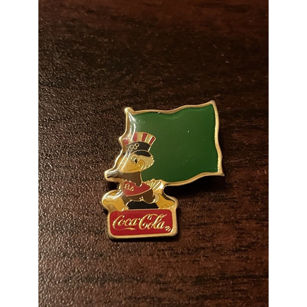 Vintage 1984 Los Angeles Olympics Coca Cola Sam Eagle Libya Flag‎ Lapel Pin